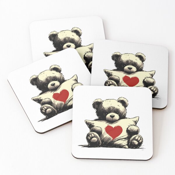 Item preview, Cute Teddy Bear Drawing Pillow and Heart  designed and sold by TackyTime.
