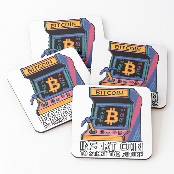 Item preview, Insert Coin to Start the Future – Bitcoin Arcade Pixel Design designed and sold by BeamiCreations.
