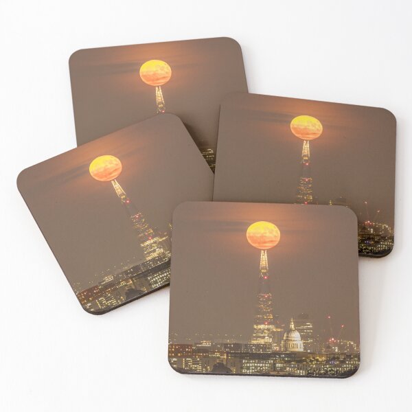 Item preview, Strawberry Full Moon Aligned Over The Shard London designed and sold by henrytangphotos.