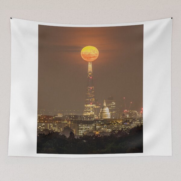 Item preview, Strawberry Full Moon Aligned Over The Shard London designed and sold by henrytangphotos.