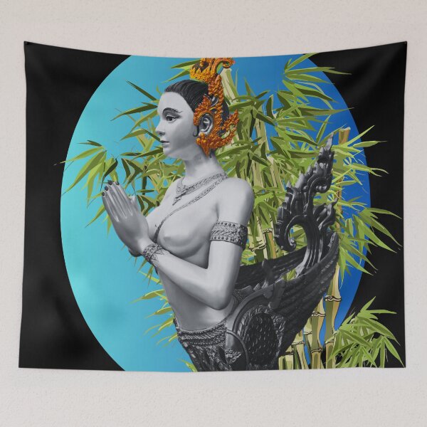 Item preview, B&W Kinnaree with Bamboo designed and sold by Linklandiya.