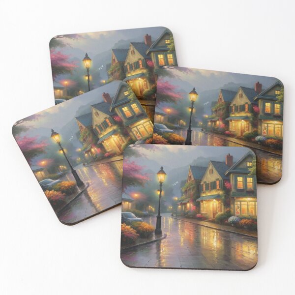 Item preview, Puddles and Lanterns: A Rainy Village Scene designed and sold by BlareBlare.