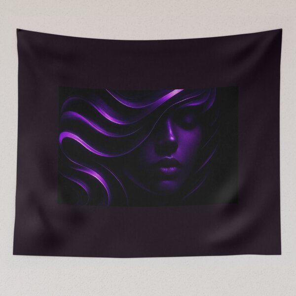 Aperçu de l'œuvre Violet Serenity : Portrait abstrait d'une fille dans un style de rêve créée et vendue par VA Design.