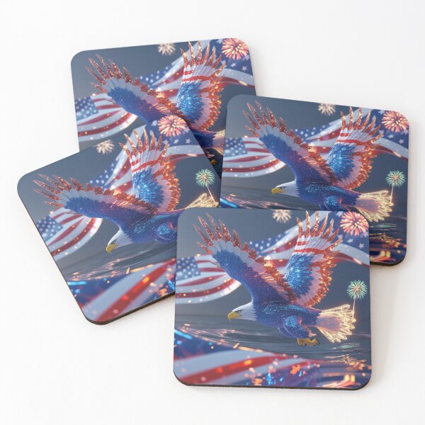 Item preview, Digitally Bald Eagle American flag, T Shirt, Home Decor or Puzzle Fun designed and sold by Spectime.