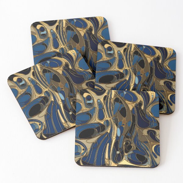 Item preview, Sapphire Blue Elven Art Nouveau Geometric Pattern — Gold, Blue & Black Retro Design designed and sold by Verbul.