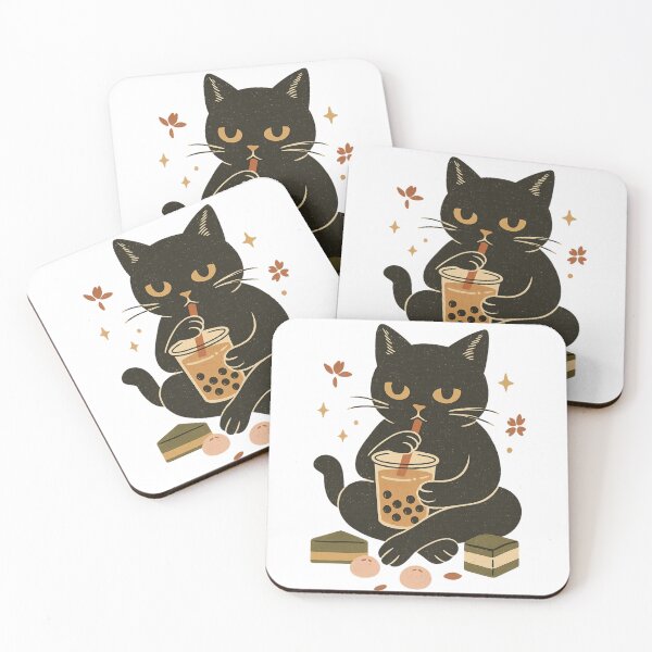 Item preview, Cute Black Cat Drinking Boba Tea – Kawaii Bubble Tea Lover Design designed and sold by PrometheanAppCo.
