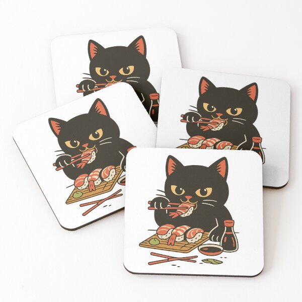 Item preview, Sushi-Loving Black Cat – Cute Japanese Food and Chopsticks Design designed and sold by PrometheanAppCo.