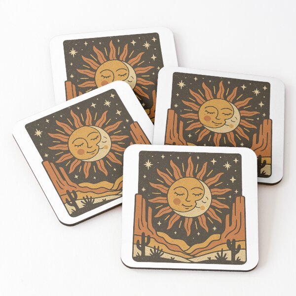 Item preview, Boho Sun and Moon Desert Scene – Celestial Cactus Landscape Art designed and sold by PrometheanAppCo.