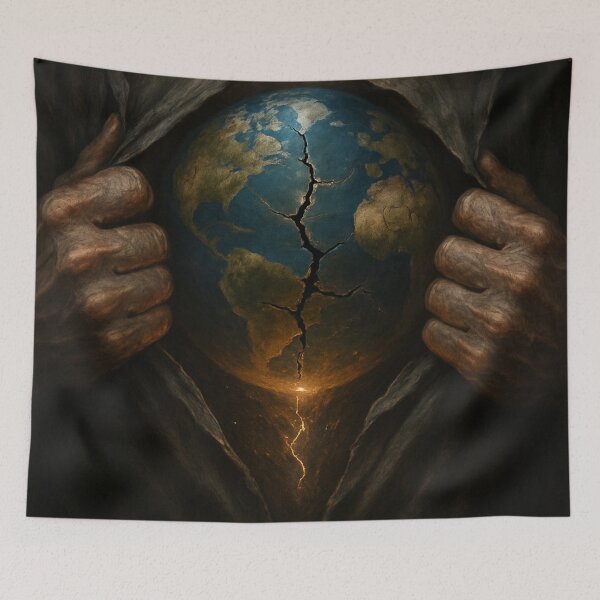 Item preview, Cracked Earth Within – Surreal Heart of the Planet Illustration designed and sold by HAFIZ-DP.