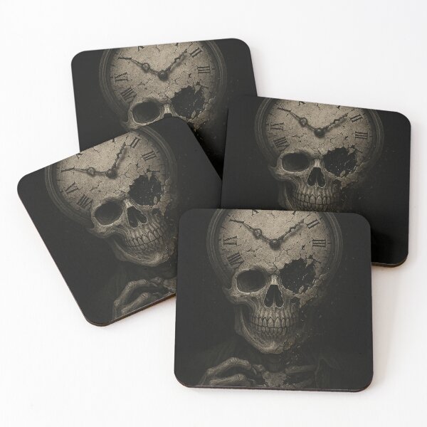 Item preview, Cracked Clock Skull – Surreal Death and Time Illustration designed and sold by HAFIZ-DP.
