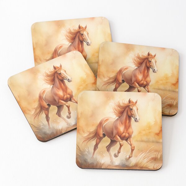 Item preview, Galloping Horse Watercolor – Wild Power in Warm Earth Tones designed and sold by niteshRart.