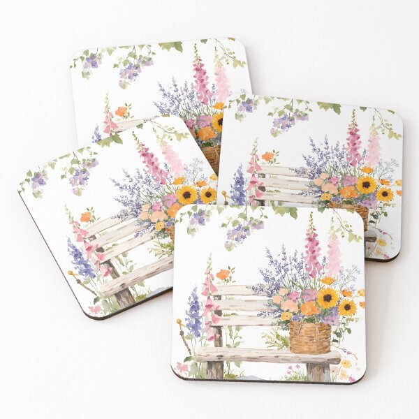 Item preview, floral bench with wild flower designed and sold by Artania21.
