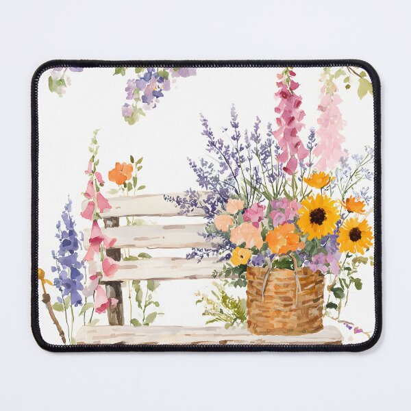 Item preview, floral bench with wild flower designed and sold by Artania21.