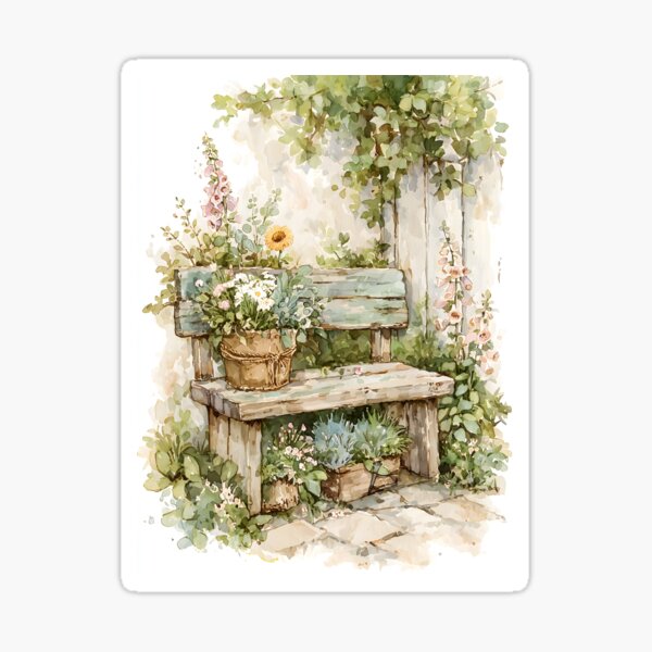 Item preview, wild floral wooden bench designed and sold by Artania21.