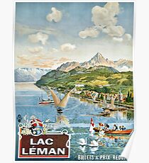 Geneva Lake, Lac Leman, sailing boats, Switzerland Poster