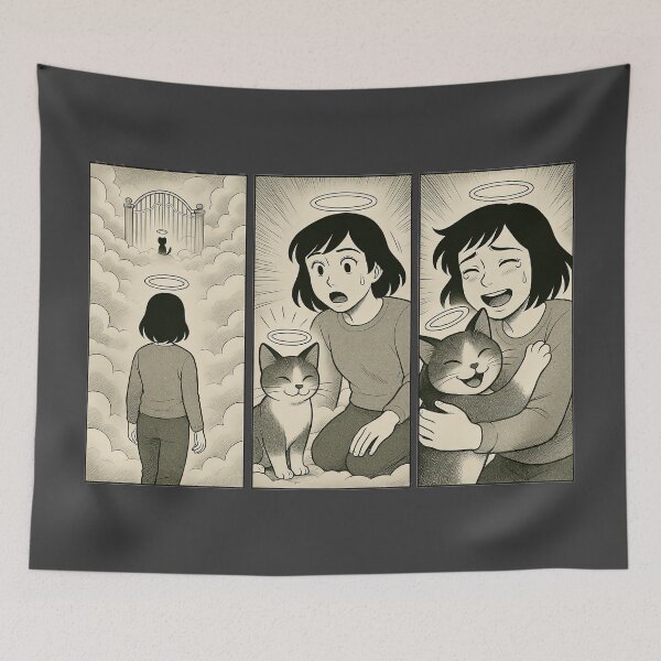Item preview, Emotional Reunion with a Beloved Cat in Heaven Comic designed and sold by iamwonderkitty.