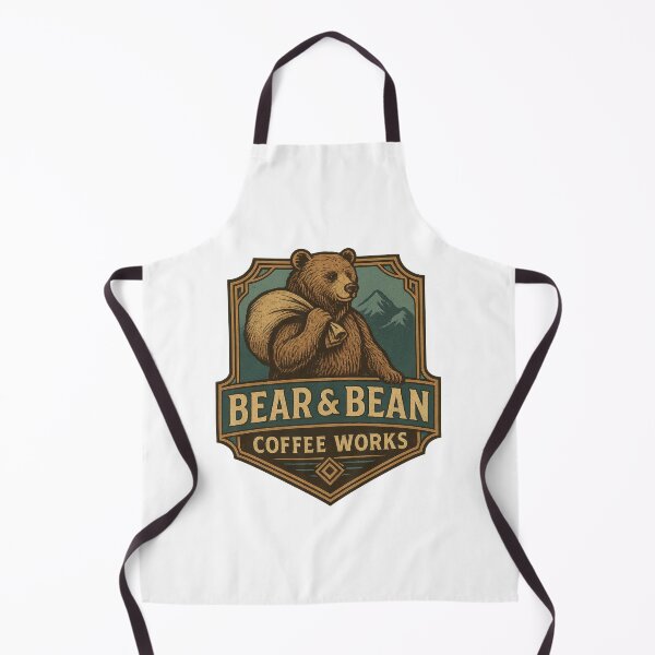 Item preview, Bear & Bean Coffee Works Vintage Bear Logo Clipart – Art Deco Shield, Mountains, 1940s Trade Label, PNG designed and sold by Bluefin-Designs.
