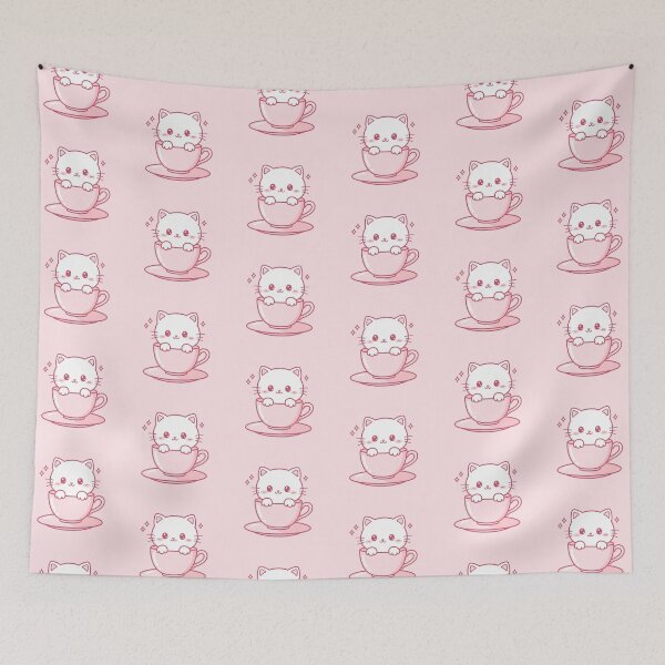 Item preview, Kawaii Teacup Cat - Pink Cup Cuteness designed and sold by Cherry Dreams.