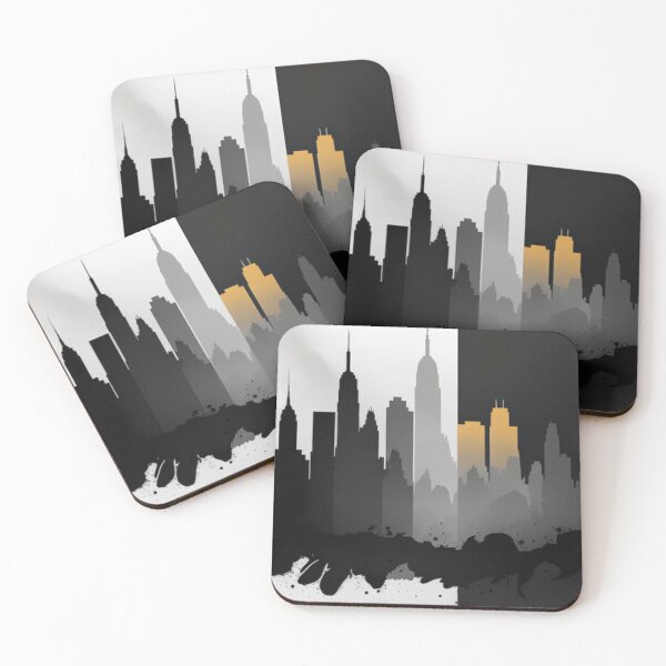 Item preview, Split City Skyline Art – Black and Gold Urban Silhouette designed and sold by PaintbrushPlace.