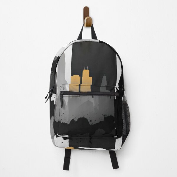Item preview, Split City Skyline Art – Black and Gold Urban Silhouette designed and sold by PaintbrushPlace.