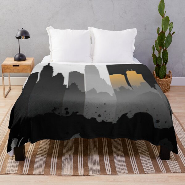 Item preview, Split City Skyline Art – Black and Gold Urban Silhouette designed and sold by PaintbrushPlace.