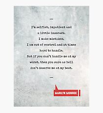 Marilyn Monroe Quotes - Movie Quotes - Book Lover Gifts - Typewriter Quotes Photographic Print