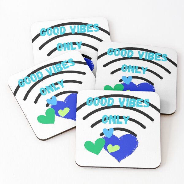 Item preview, good vibes only blue green hearts designed and sold by OLYAALYA.