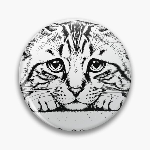 Item preview, Sad Cat - 'I'm All Ears' Black & White Ink Drawing designed and sold by rich4Design.