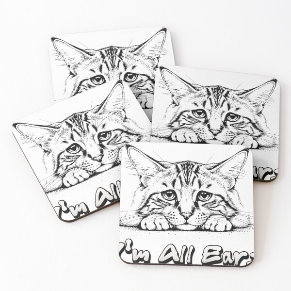 Item preview, Sad Cat - 'I'm All Ears' Black & White Ink Drawing designed and sold by rich4Design.