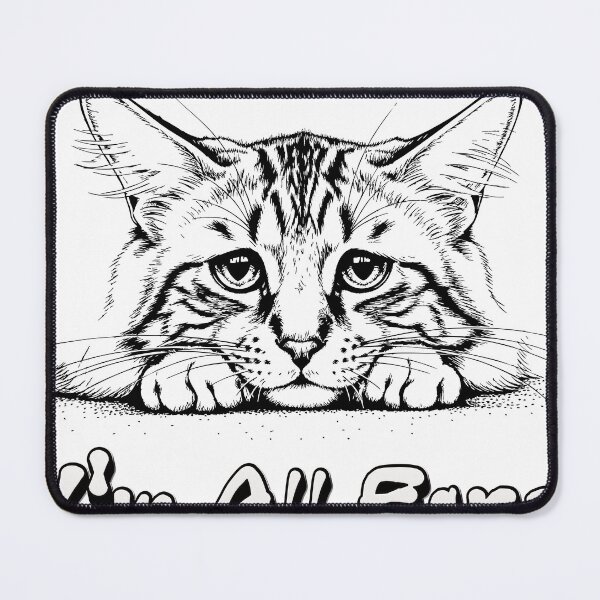 Item preview, Sad Cat - 'I'm All Ears' Black & White Ink Drawing designed and sold by rich4Design.