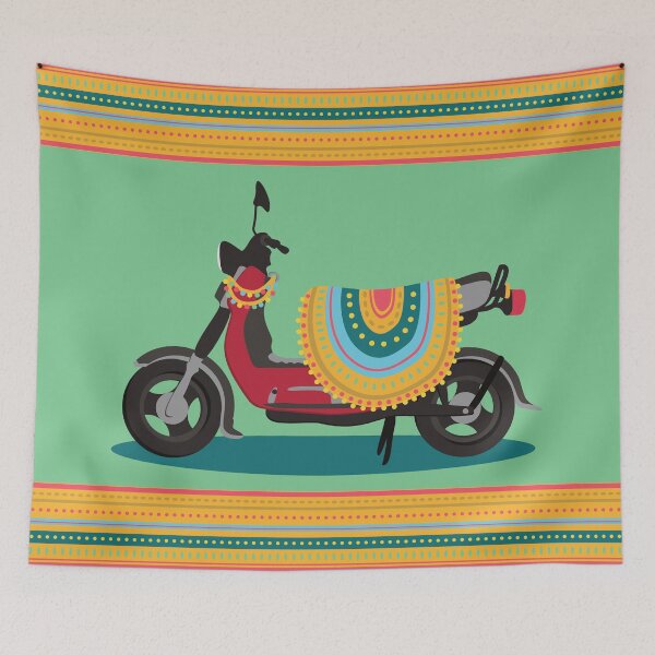 Item preview, SR 50: Simson scooter with bobble band and green blanket designed and sold by RosisEnkelin.