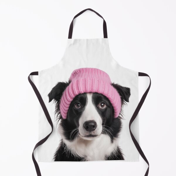 Item preview, Cozy Border Collie dog Wearing Pink Winter Hat Trendy Animal Fashion Artwork designed and sold by LazyOwlStore.