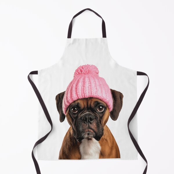 Item preview, Cozy Boxer dog Wearing Pink Winter Hat Trendy Animal Fashion Artwork designed and sold by LazyOwlStore.