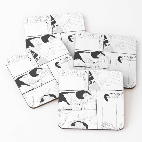 Item preview, Studio Cat Adventures Comic - Black and White Cozy Artist Cat Drawing designed and sold by Warm Whimsy Designs.
