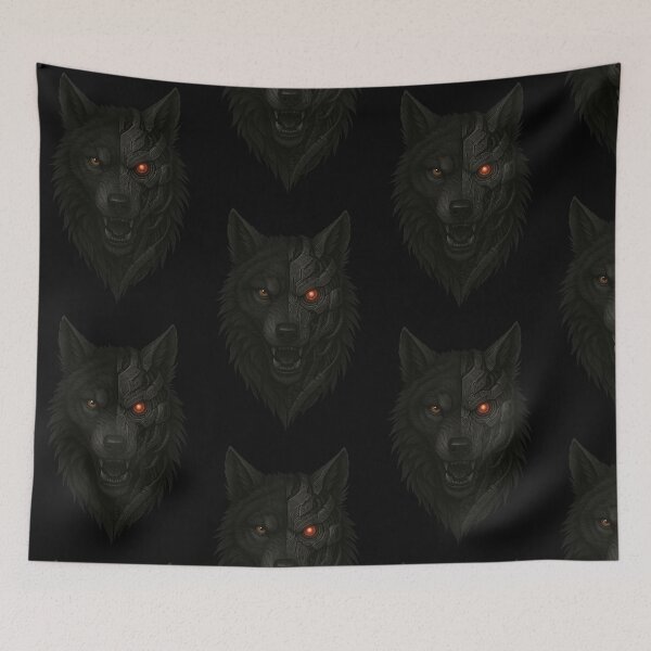 Item preview, Cyber Wolf Hybrid – Half Wolf Half Machine Illustration designed and sold by HAFIZ-DP.