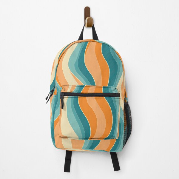 Item preview, Retro Wavy Stripe Pattern – Mid Century Modern, Boho Abstract Teal, orange designed and sold by Prints and Lifestyle.
