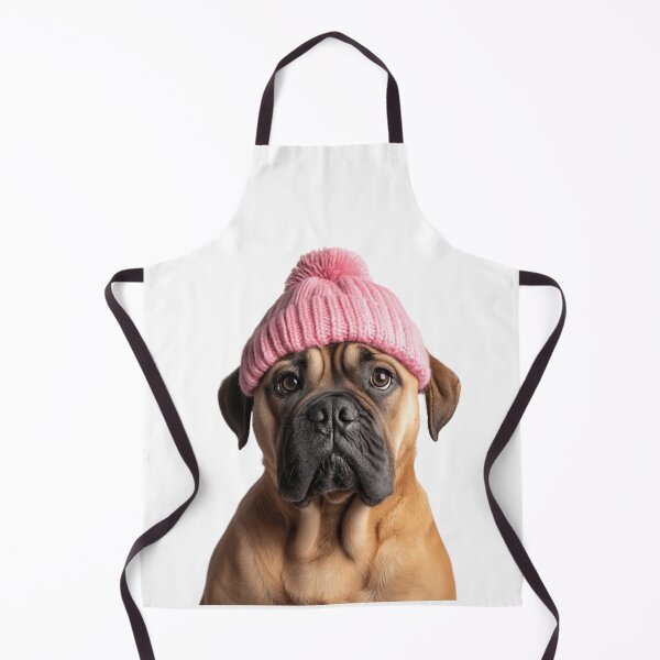 Item preview, Cozy Bullmastiff dog Wearing Pink Winter Hat Trendy Animal Fashion Artwork designed and sold by LazyOwlStore.