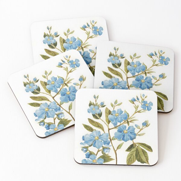 Item preview, lue Forget-Me-Not Flowers with Gold Shimmer – Elegant Botanical Art designed and sold by EmeraldeaArt.