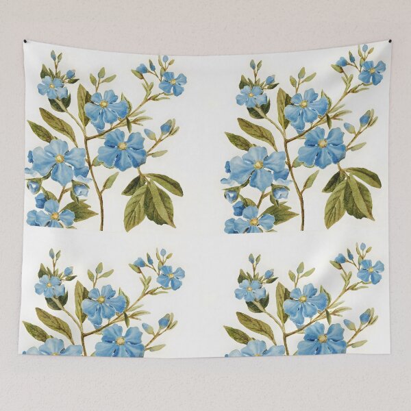 Item preview, lue Forget-Me-Not Flowers with Gold Shimmer – Elegant Botanical Art designed and sold by EmeraldeaArt.