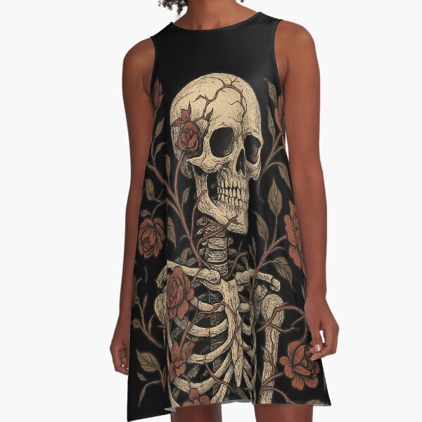 Item preview, Skeleton and Roses – Gothic Floral Skull & Bones Artwork designed and sold by HAFIZ-DP.