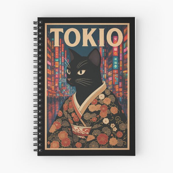 Item preview, Elegant Black Cat in Kimono – Vintage Tokyo Poster designed and sold by Kasza-89.