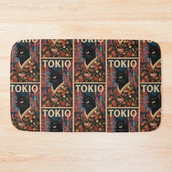 Item preview, Elegant Black Cat in Kimono – Vintage Tokyo Poster designed and sold by Kasza-89.