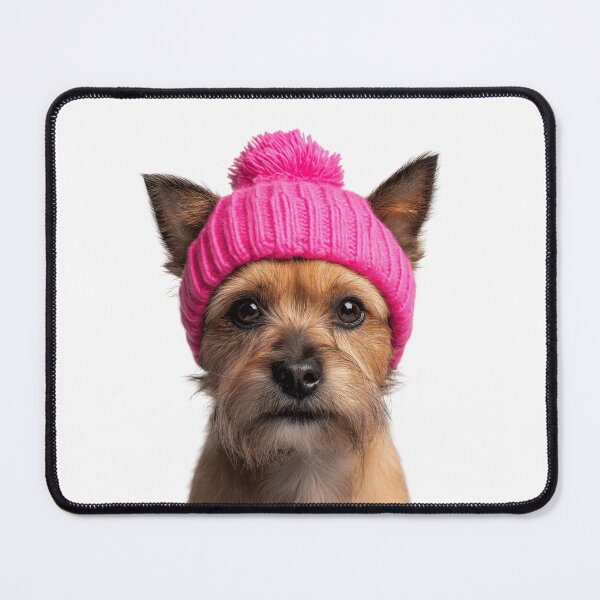 Item preview, Cozy Cairn Terrier dog Wearing Pink Winter Hat Trendy Animal Fashion Artwork designed and sold by LazyOwlStore.