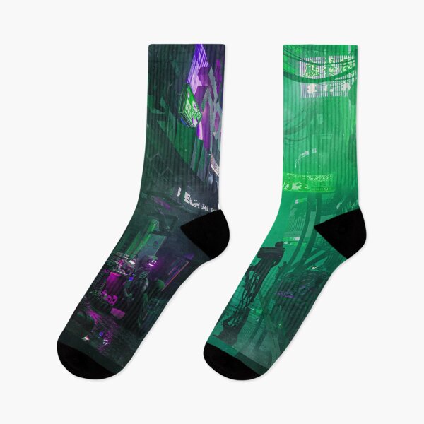 Item preview, Cyber Alley Beneath the Neon Fog designed and sold by AlexSuiArt.