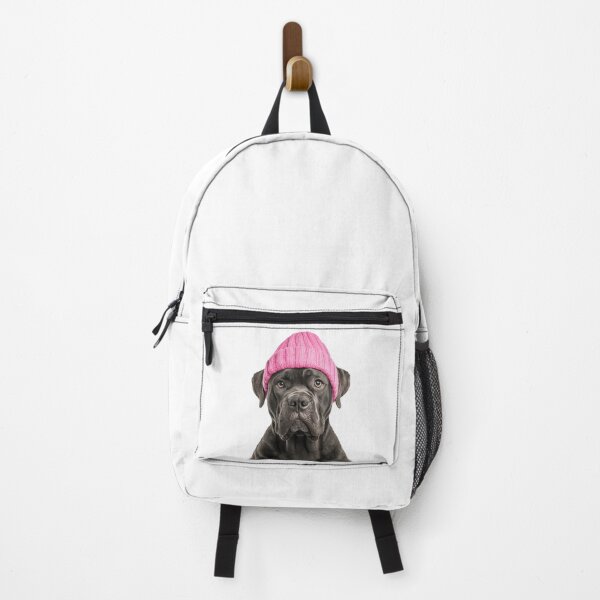 Artikelvorschau, Gemütlicher Cane Corso Hund trägt rosa Wintermütze trendige Tiermode Kunstwerk entworfen und verkauft von LazyOwlStore.