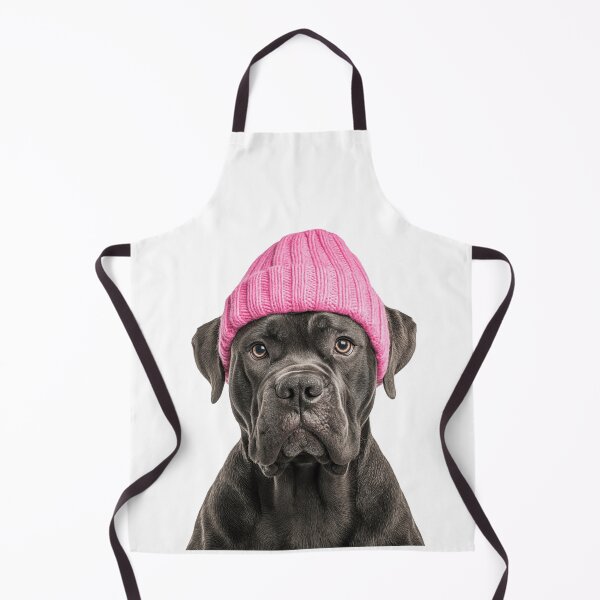 Artikelvorschau, Gemütlicher Cane Corso Hund trägt rosa Wintermütze trendige Tiermode Kunstwerk entworfen und verkauft von LazyOwlStore.