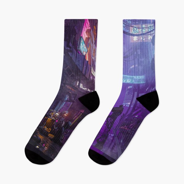 Item preview, Cyber Alley Beneath the Neon Fog designed and sold by AlexSuiArt.
