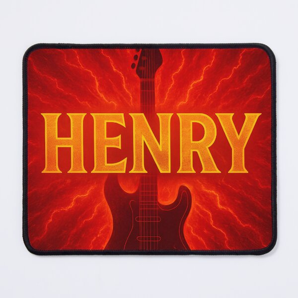 Item preview, Henry Guitar Rock Poster – Fiery Lightning Name Art for Musicians & Rock Fans designed and sold by VoidBloom Studio.