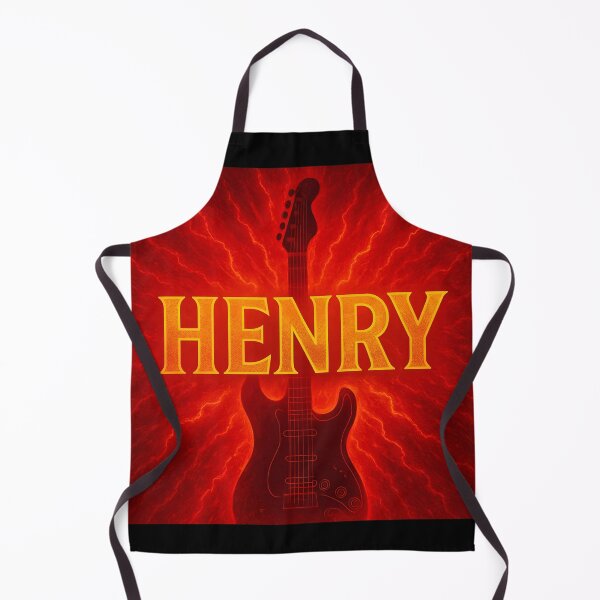 Item preview, Henry Guitar Rock Poster – Fiery Lightning Name Art for Musicians & Rock Fans designed and sold by VoidBloom Studio.