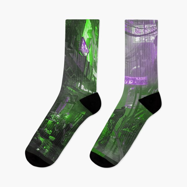 Item preview, Cyber Alley Beneath the Neon Fog designed and sold by AlexSuiArt.